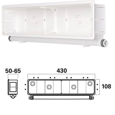 9899-029-01 SCATOLA PREDISPOSIZIONE CORNICE CASSETTA  SX mis. 430x108x65 Scarico DX SX