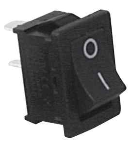 Interruttore unipolare piccolo 20x13mm 10A 2 faston tasto e corpo di colore nero