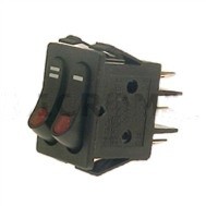 Doppio Interruttore 22x30 corpo/tasti di colore nero luminoso 250V 15A 6 faston  adattabile a vecchio F070