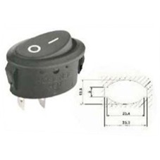 INTERRUTTORE OVALE NERO 6A 250V 2 FASTON  largh22,3