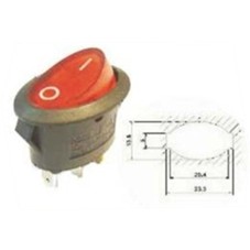INTERRUTTORE OVALE LUM ROSSO 6A 2 FASTON LARG 22,3