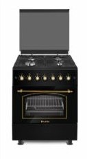60X60 NERA ANTRACITE RUSTICA Con Forno 72 Lt.  4 Fuochi a gas con Tripla corona