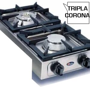 FORNELLO 2F PROFESSIONALE MODULARE 66X35CM INOX - VALVOLA DI SICUREZZA - CON 1 FUOCO SEMIRAPIDO E 1 TRIPLA CORONA