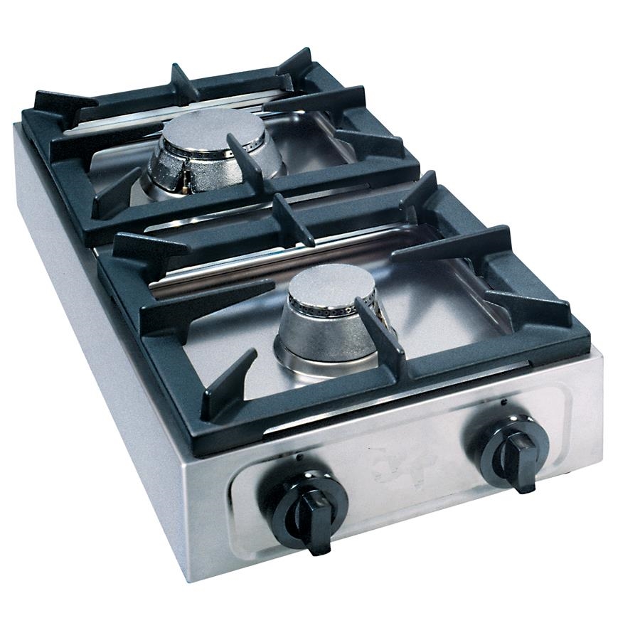 FORNELLO 2F PROFESSIONALE MODULARE 66X35CM INOX - VALVOLA DI SICUREZZA - CON 1 FUOCO SEMIRAPIDO E 1 RAPIDO