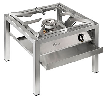 STOCK POT INOX LUX - FORNELLONE INDUSTRIALE 60X60 TRIPLA CORONA A GAS TUTTO INOX 18/10 VALVOLATO 30MBAR 14KW