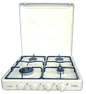FORNELLO LAREL A GAS BIANCO - DA CAMPEGGIO - 4 FUOCHI -  ACCENZIONE PIEZO ELETTRICA