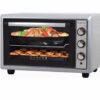 FORNETTO ELETTRICO LAREL 28 LT  - NERO/SILVER - 1300 WATT - TURBO FORNO - DOPPIO GRILL - VENTILATO - 1 TEGLIA ROTONDA - 1 TEGLIA QUADRATA - 1 GRIGLIA - LUCE - TIMER - SEMPRE VENTILATO.