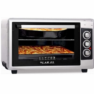 FORNETTO ELETTRICO LAREL 38 LT - NERO/SILVER - 1300 WATT - TURBO FORNO - DOPPIO GRILL - VENTILATO - 1 TEGLIA ROTONDA 40 CM - 1 TEGLIA QUADRATA - 1 GRIGLIA - LUCE - TIMER