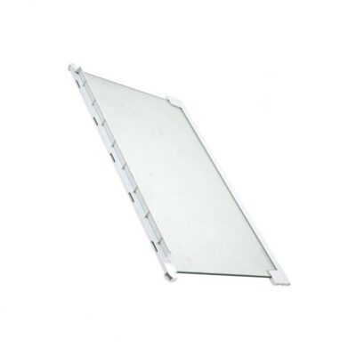 RIPIANO IN VETRO CON BORDO INFERIORE E SUPERIORE IN PLASTICA BIANCA PER FRIGORIFERO REX ELECTROLUZ ZANUSSI ZOPPAS AEG ORIGINALE 477MM X 305MM 2651018216