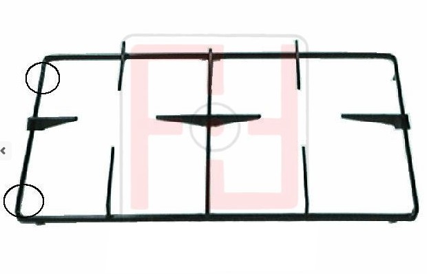 GRIGLIE PIATTINA 2 FUOCHI 455X268 CON 2 PIOLI PER CUCINA REX ELECTROLUX sostituisce G6719P
