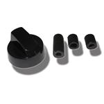311CU85 COK777UN MANOPOLA COLORE NERO UNIVERSALE PER CUCINE E VARI UTILIZZI, Completa di 3 gambi intercambiabili con attacco 6 e 8 . il perno della manopola puo' variare da 0 a +22 , e' anche possibile regolare l''indice in base alla manopola originale
