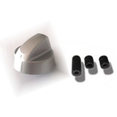 MANOPOLA COLORE SILVER UNIVERSALE PER CUCINE E VARI UTILIZZI, Completa di 3 gambi intercambiabili con attacco 6,7 E 8 . il perno della manopola puo' variare da 0 a +22 , e' anche possibile regolare l''indice in base alla manopola originale WL1030 311CU87