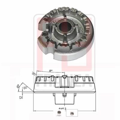 BRUCIATORE AUX 2 FORI PICCOLO TI PO NUOVO PER PIANI COTTURA ARISTON INDESIT monta S2725 S2725-1 C00299211 dentatura inclinata
