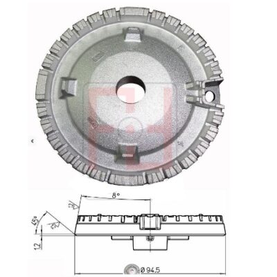 Codice originale: 481010621285 BRUCIATORE GRANDE CON DENTATURA INCLINATA Monta S2560 - S2560/1 WHIRLPOOL C00313900