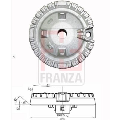 BRUCIATORE MEDIO CON DENTATURA INCLINATA Monta S2561 - S2561/1 WHIRLPOOL 481010621284 C00317889