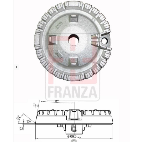 BRUCIATORE MEDIO CON DENTATURA INCLINATA Monta S2561 - S2561/1 WHIRLPOOL 481010621284 C00317889
