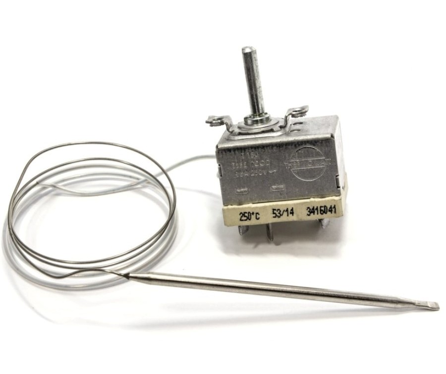 00232038 TERMOSTATO PER FORNO 2 CONTATTI 250°C. Sonda 100mm, 2 contatti, alberino 23mm. 16A, 250V. - ADATTABILE A C00145486 - THERMOWATT 301CU36 482000030025
