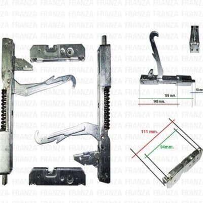 KIT 2 CERNIERE CUCINA FORNO FOSTER - FILIPPI - WHIRLPOOL - ELECTROLUX - REX 2 cerniere 195 x 20 interasse 140  2 portarulli - 111 X 12 interasse 94