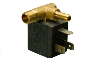 Q005A Elettrovalvola OLAB attacco maschio 1/8 piccola da 4W con portagomma 90° sinistro
