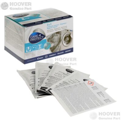 CONFEZIONE DA 12 BUSTINE DECALCIFICANTE SGRASSANTE DESCALER ORIGINALE CANDY HOOVER - DISINCROSTANTE PER LAVATRICE E LAVASTOVIGLIE AZIONE 3 IN 1 CARE + PROTECT