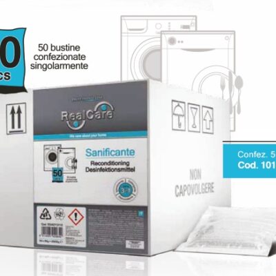CONFEZIONE 50 BUSTINE DA 50GR SANIFICANTE DESCALER REALCARE AZIONE 3 IN 1