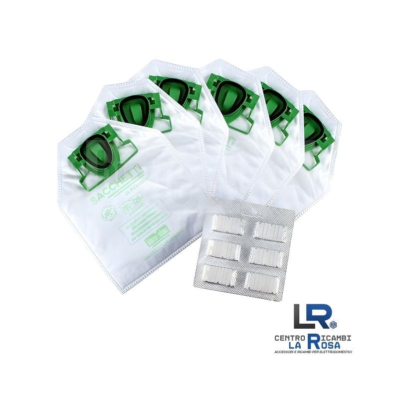 6 Sacchetti Aspirapolvere Vorwerk Folletto VK200 VK201 Microfibra X5122 FP200