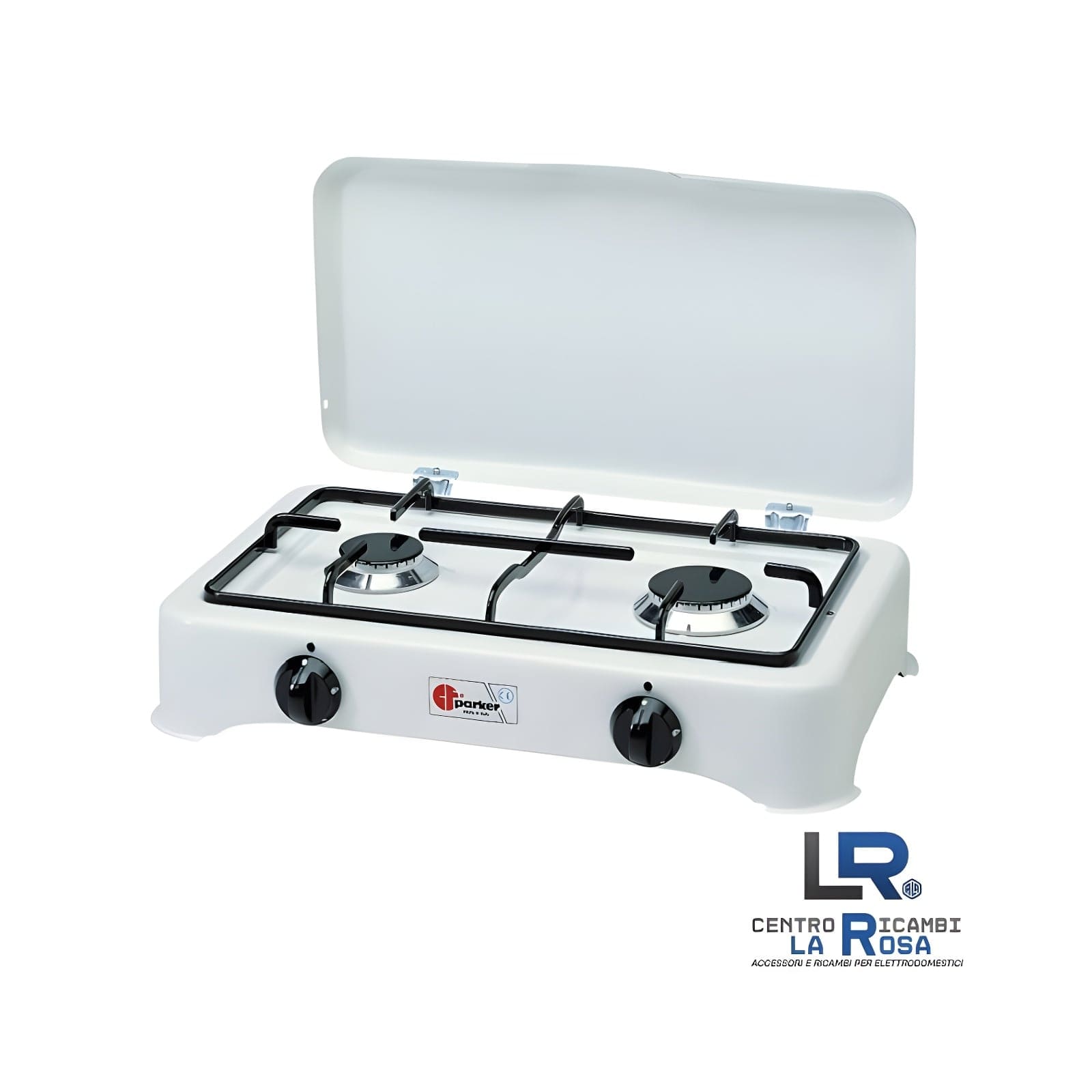 Fornello a Gas 2 Fuochi Parker 5326CGP Bruciatori Pyral N2 Griglia Smaltata48x29