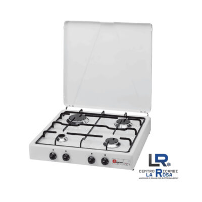 Fornello a Gas GPL Parker 4 Fuochi Bianco con Piattelli Smaltati