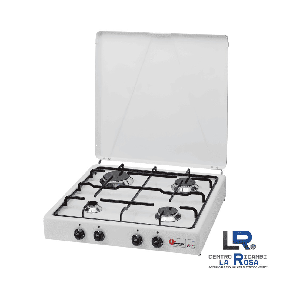 Fornello a Gas GPL Parker 4 Fuochi Bianco con Piattelli Smaltati